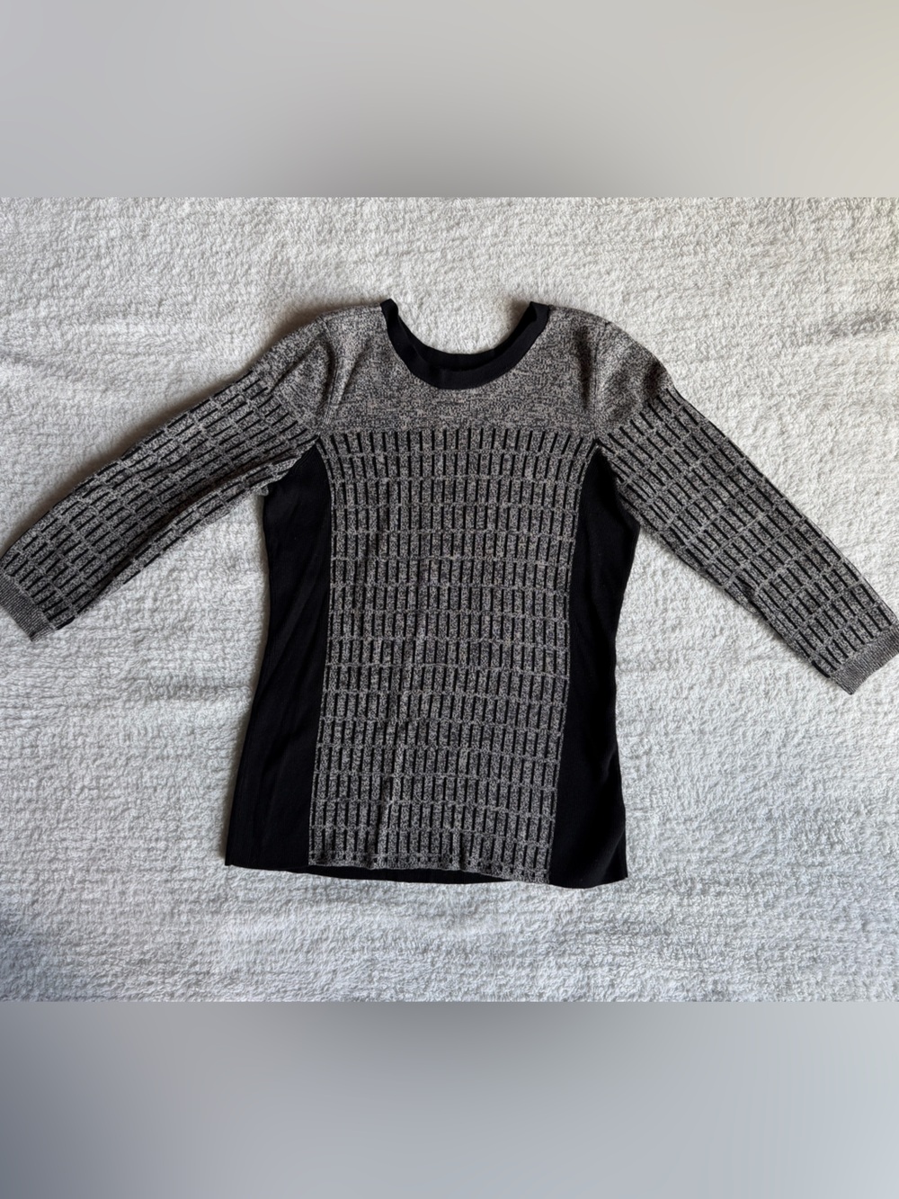 NIC+ZOE Black and Gray Textured Knit Half Sleeve Top